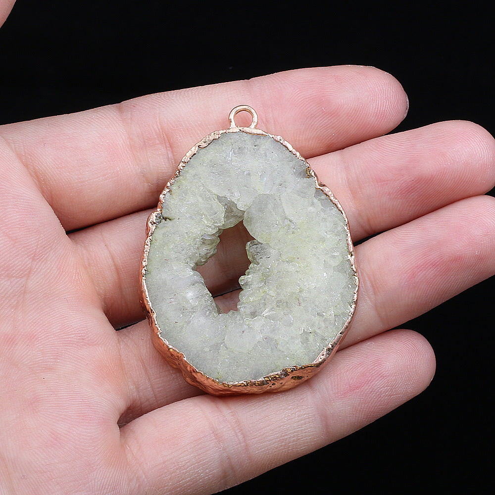 Natural Stone Semi-precious Pendant Irregular Electroplating