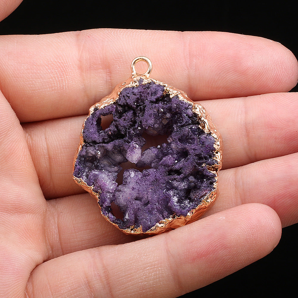 Natural Stone Semi-precious Pendant Irregular Electroplating