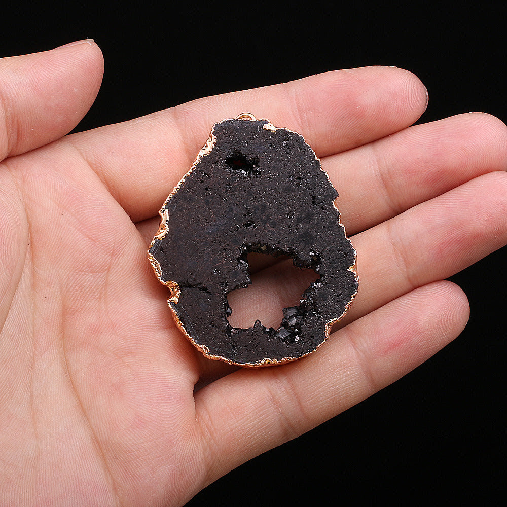 Natural Stone Semi-precious Pendant Irregular Electroplating