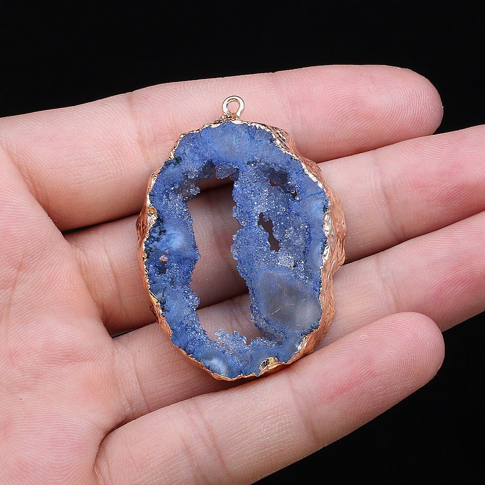 Natural Stone Semi-precious Pendant Irregular Electroplating