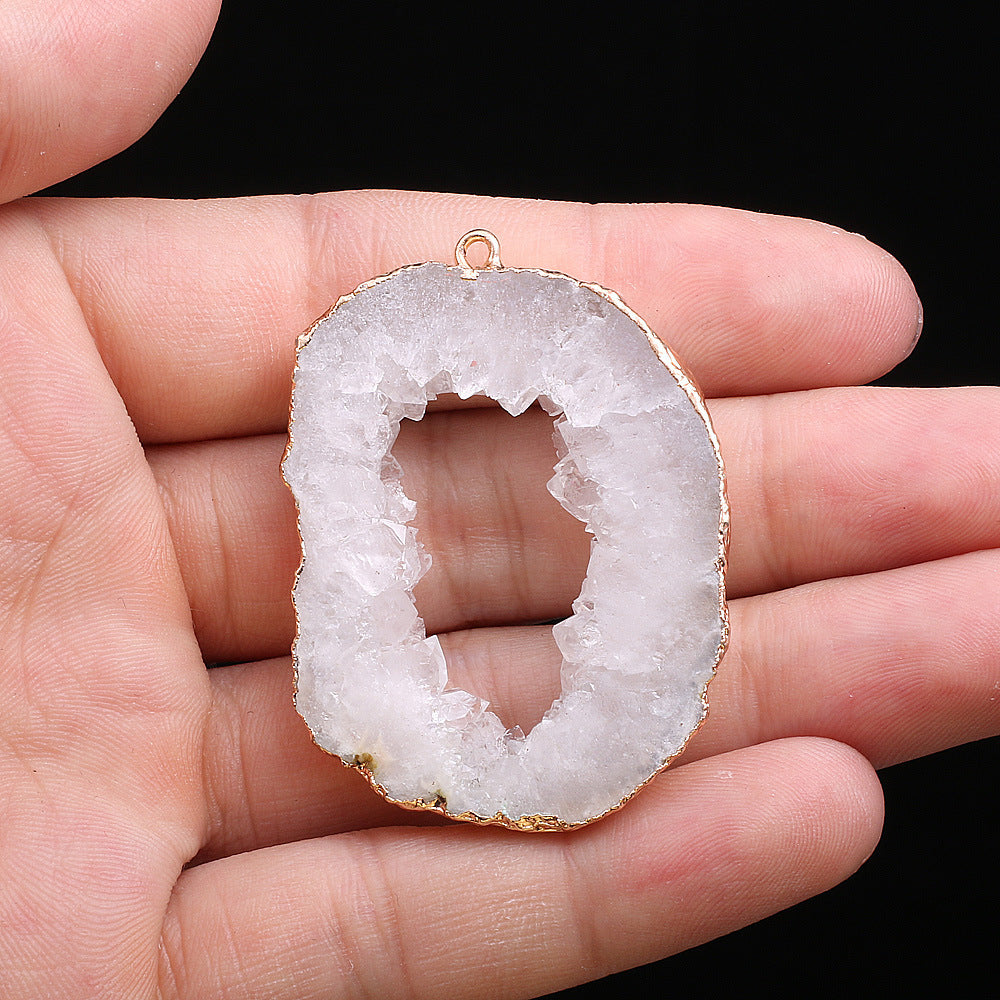 Natural Stone Semi-precious Pendant Irregular Electroplating