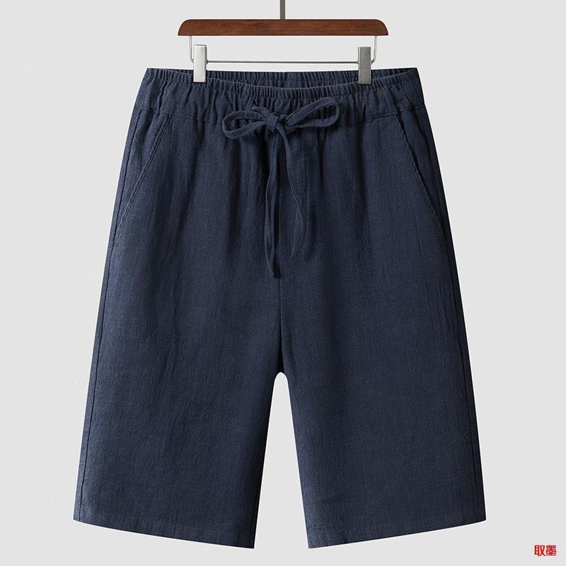 Linen Shorts Men's Casual Loose Cropped Pants