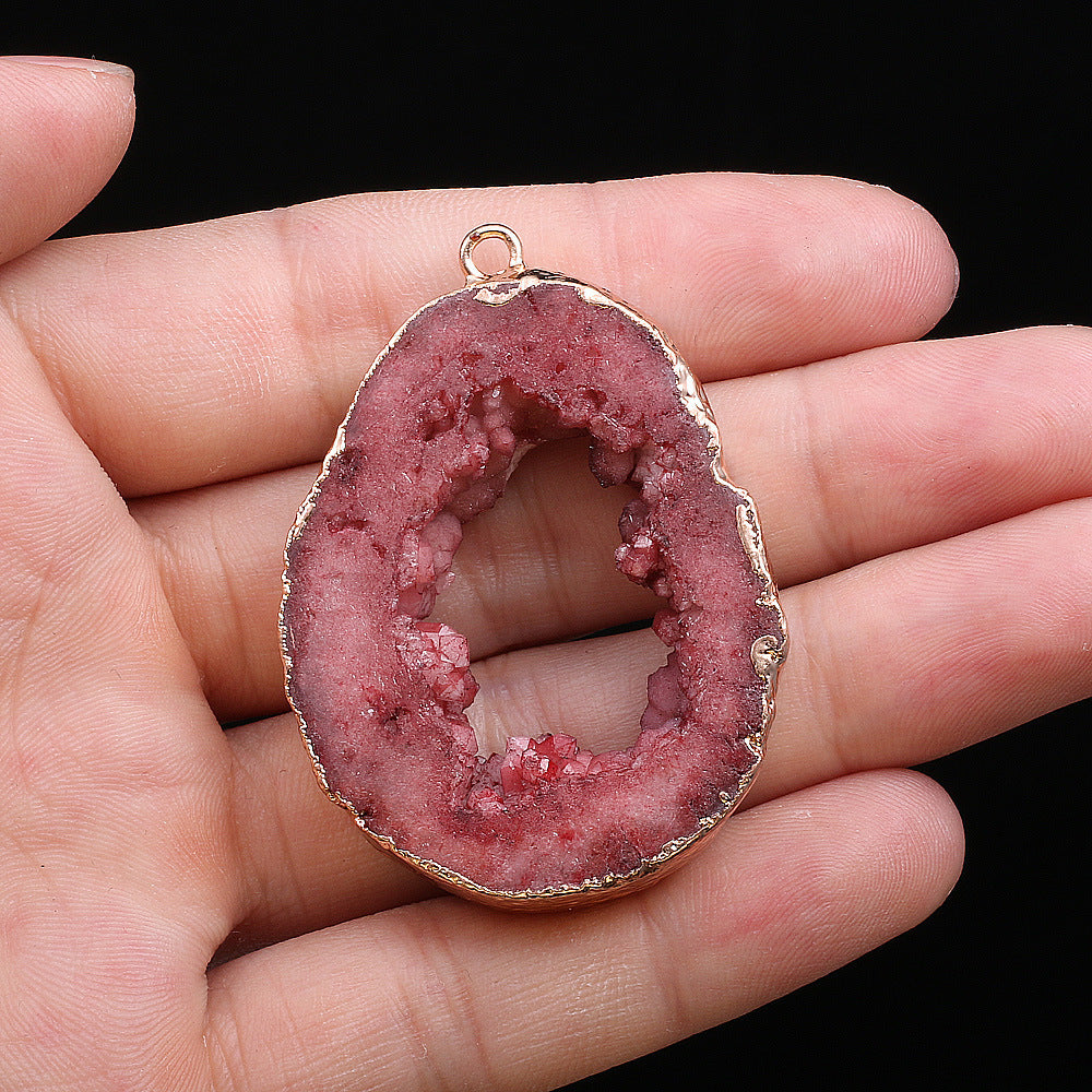 Natural Stone Semi-precious Pendant Irregular Electroplating