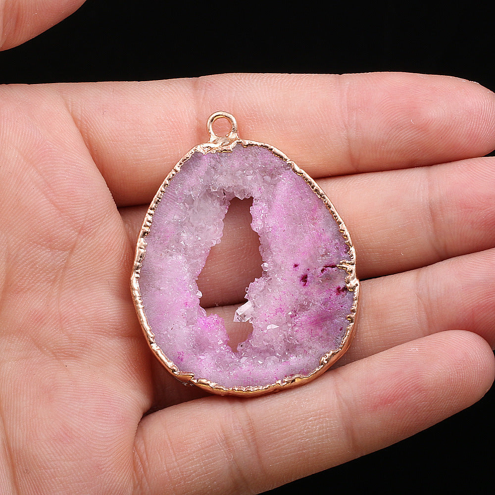 Natural Stone Semi-precious Pendant Irregular Electroplating